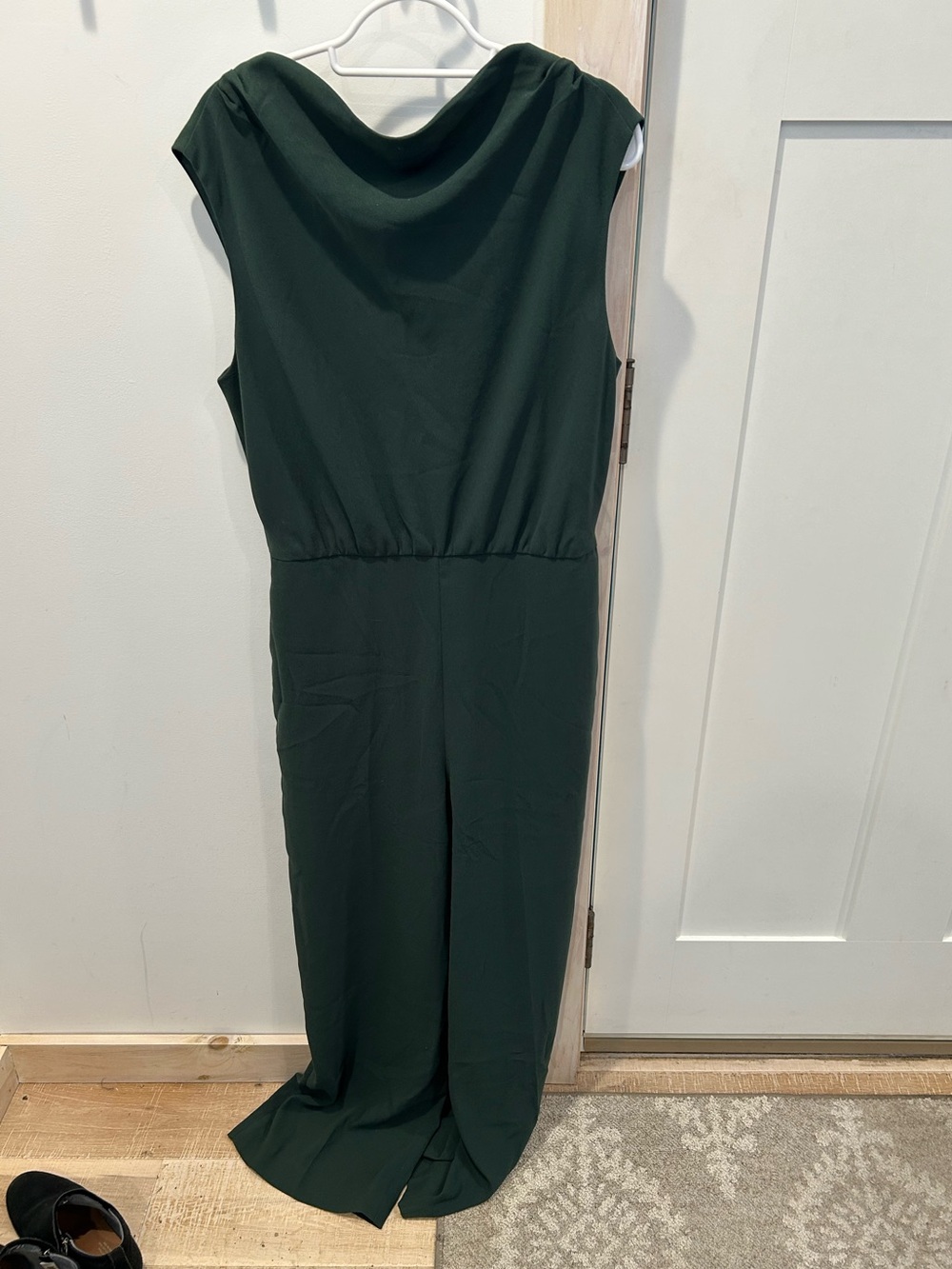 RW&CO. Hunter Green Draped Jumpsuit Cutout Back Size 10